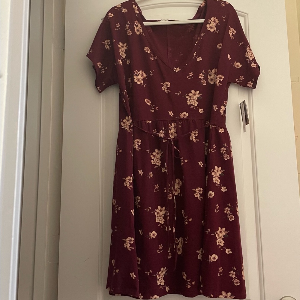 Known Supply Maroon Floral sun Dress